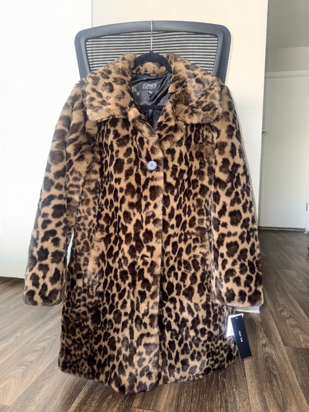 NWT - Leopard Print Jones New York Faux Fur Coat - Small Size